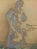 Mimmo Rotella, From the Chelsea Hotel with Love, New York, 1968, tela emulsionata seppia, 42 x 54 cm, collezione M&B